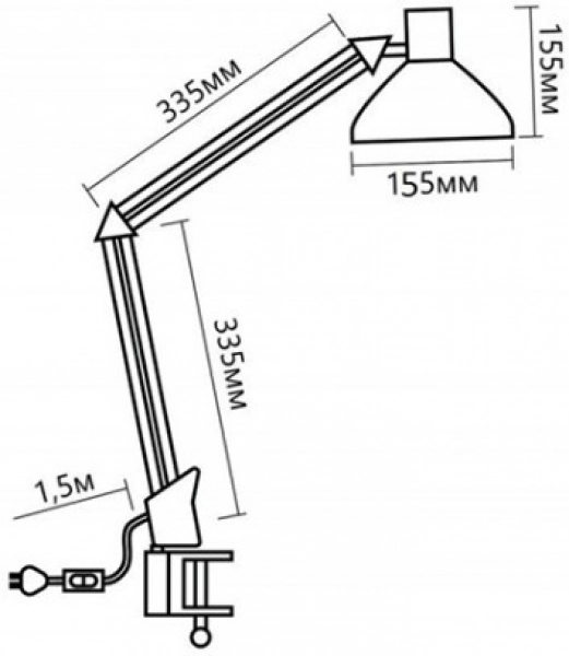 фото Лампа настільна на струбцині  білий • 40 вт 1