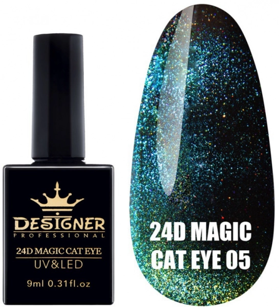 фото Гель лак Designer Professional 24D Magic Cat Eye #05  • 9 мл • темно-синій • блакитний 0