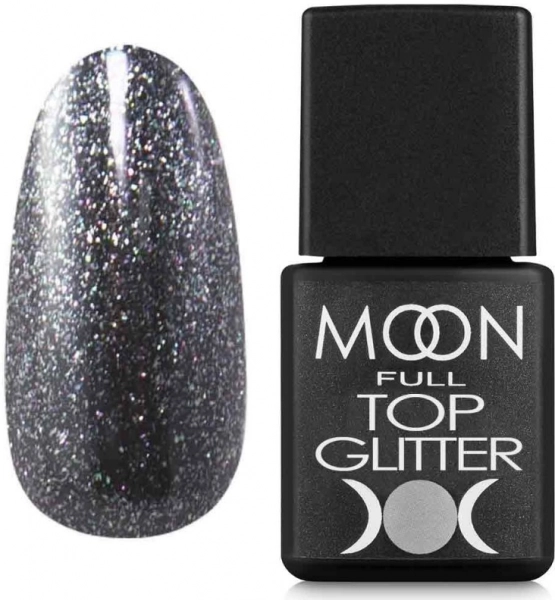 фото Топове покриття Moon Full Top Glitter #03  • 8 мл • з липким шаром • срібний 0