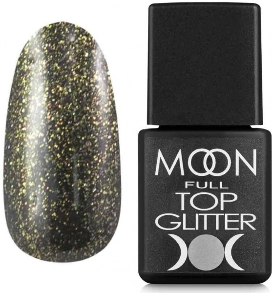 фото Топове покриття Moon Full Top Glitter #02  • 8 мл • з липким шаром • золотий 0