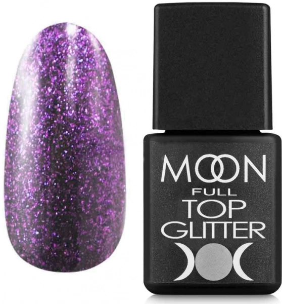 фото Топове покриття Moon Full Top Glitter #05  • 8 мл • з липким шаром • фіолетовий 0