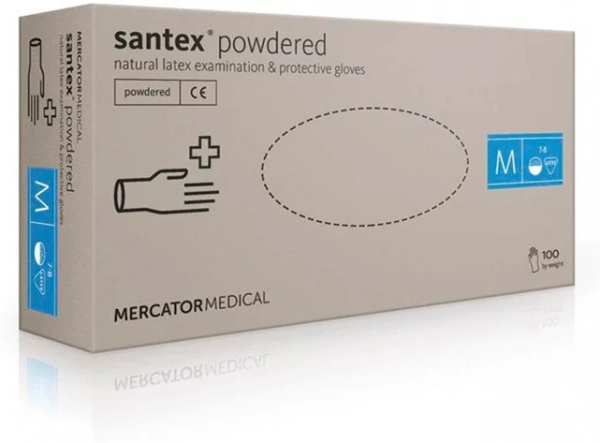 фото Пудрані латексні рукавички Mercator Santex Powdered  M • 100 шт 0