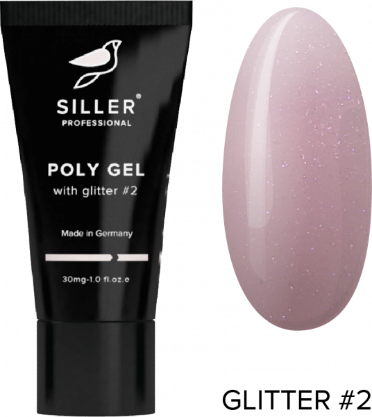 фото Полігель із глітером Siller Poly Gel with glitter #2  • 30 мл • рожевий 0