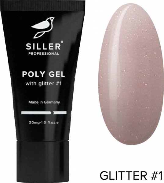 фото Полігель із глітером Siller Poly Gel with glitter #1  • 30 мл • світло коричневий 0
