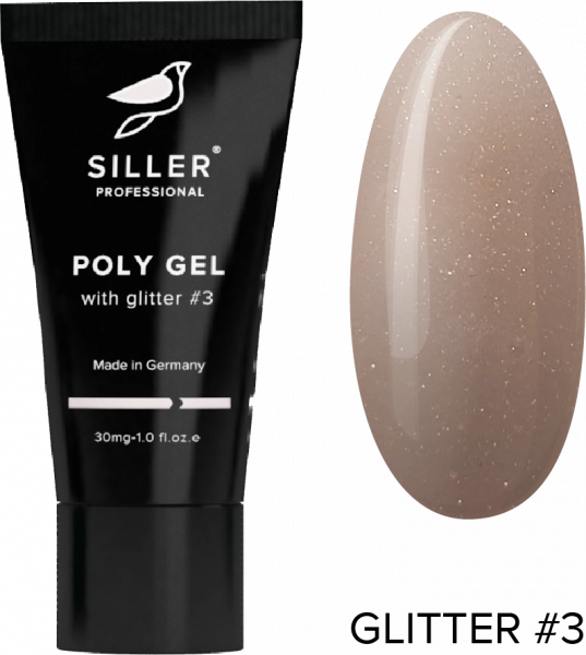фото Полігель із глітером Siller Poly Gel with glitter #3  • 30 мл • коричневий 0