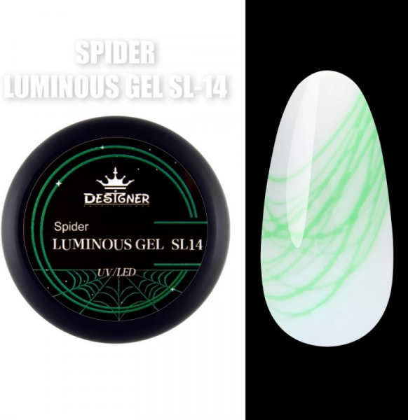 фото Люмінесцентна гель-павутинка для дизайну Luminous Spider Gel Designer Professional #SL-14  • 8 мл 0