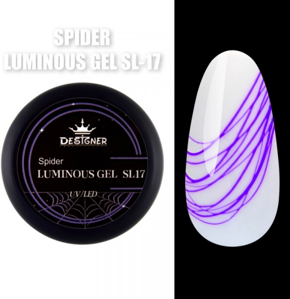 фото Люмінесцентна гель-павутинка для дизайну Luminous Spider Gel Designer Professional #SL-17  • 8 мл 0