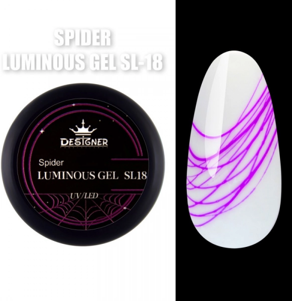 фото Люмінесцентна гель-павутинка для дизайну Luminous Spider Gel Designer Professional #SL-18  • 8 мл 0