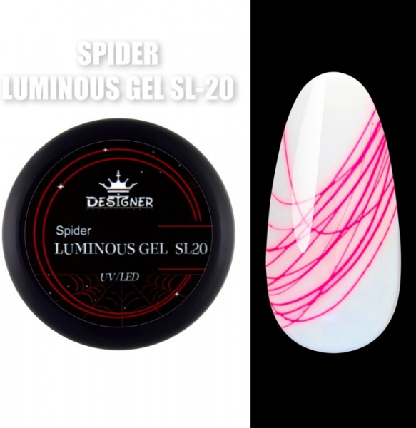 фото Люмінесцентна гель-павутинка для дизайну Luminous Spider Gel Designer Professional #SL-20  • 8 мл 0