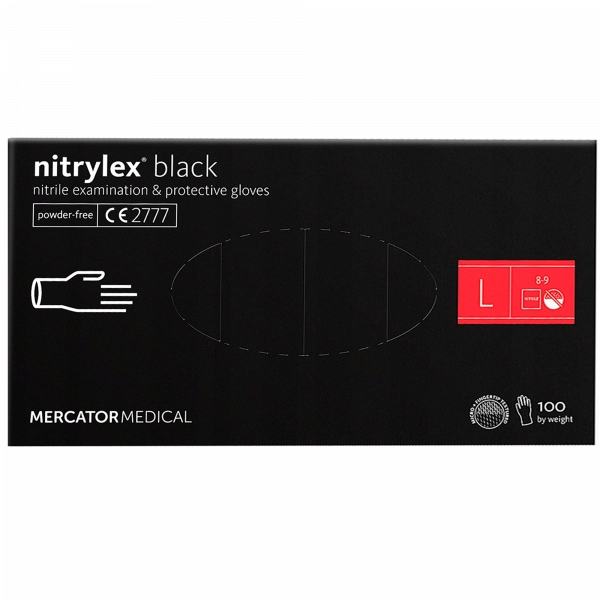 фото Рукавички нітрилові без присипки  100 шт • L • чорний 0
