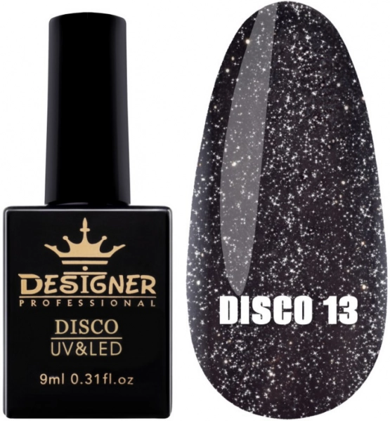 фото Світловідбивний гель лак Disco Designer Professional #13  • 9 мл • чорний 0