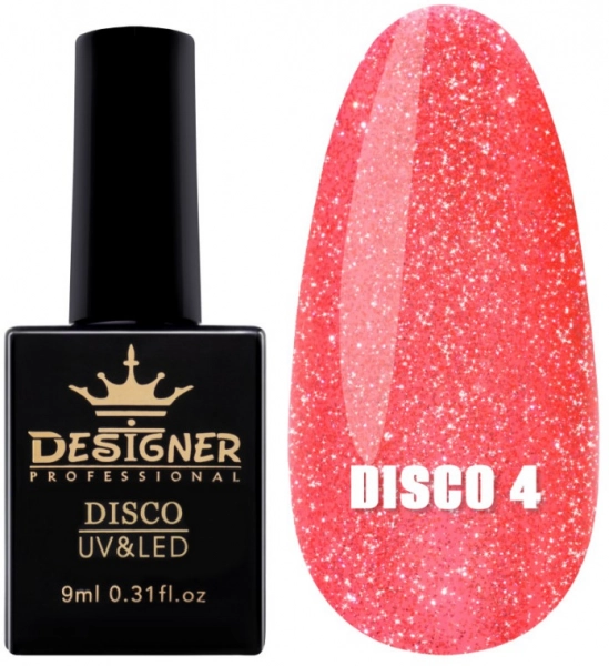 фото Світловідбивний гель лак Disco Designer Professional #4  • 9 мл • червоний 0