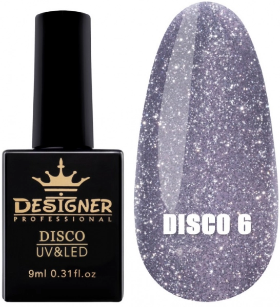 фото Світловідбивний гель лак Disco Designer Professional #6  • 9 мл • темно-сірий 0