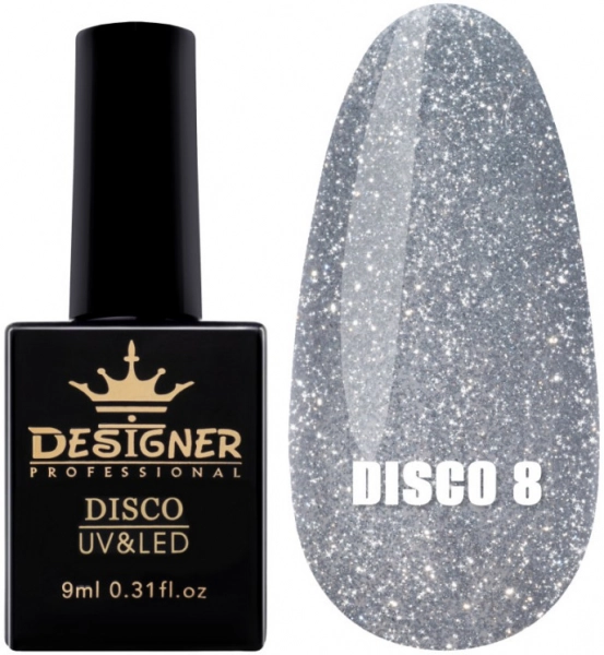 фото Світловідбивний гель лак Disco Designer Professional #8  • 9 мл • аспідно-сірий 0