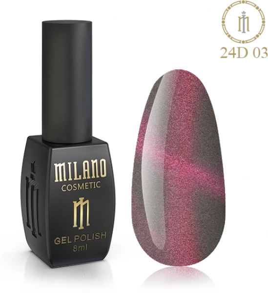 фото Гель-лак для нігтів котяче око 24D Cat Eyes Milano Cosmetic #03  • 8 мл • малиновий 0