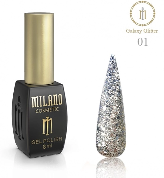 фото Гель-лак для нігтів Galaxy Glitter Milano Cosmetic #01  • 8 мл 0