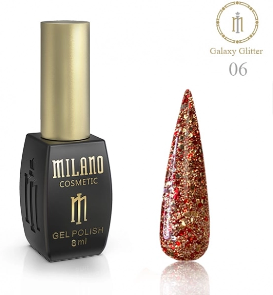 фото Гель-лак для нігтів Galaxy Glitter Milano Cosmetic #06  • 8 мл 0