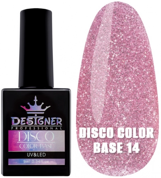 фото Светоотражающее базовое покрытие Designer Professional Disco Color Base #14  • 9 мл • ярко-розовый 0