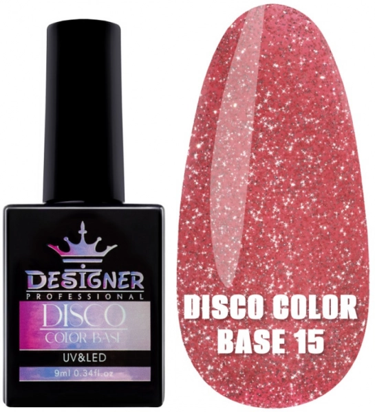 фото Світловідбивне базове покриття Designer Professional Disco Color Base #15  • 9 мл • бордовий 0