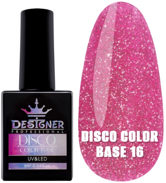 фото Світловідбивне базове покриття Designer Professional Disco Color Base #16  • 9 мл • яскраво-рожевий 0