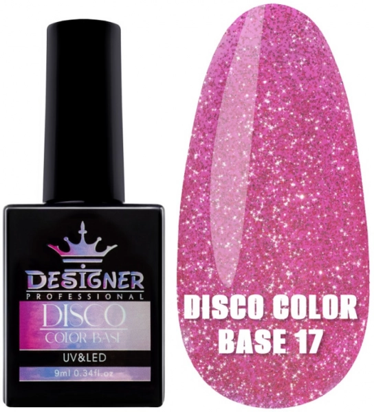 фото Світловідбивне базове покриття Designer Professional Disco Color Base #17  • 9 мл • малиновий 0