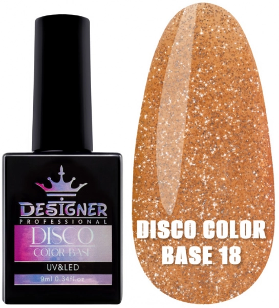 фото Світловідбивне базове покриття Designer Professional Disco Color Base #18  • 9 мл • бронзовий 0