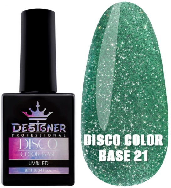 фото Світловідбивне базове покриття Designer Professional Disco Color Base #21  • 9 мл • темно-зеленый 0
