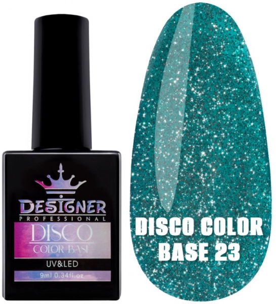 фото Светоотражающее базовое покрытие Designer Professional Disco Color Base #23  • 9 мл • темно-зеленый 0