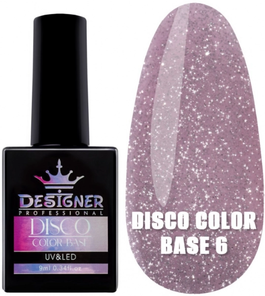 фото Светоотражающее базовое покрытие Designer Professional Disco Color Base #6  • 9 мл • темная орхидея 0