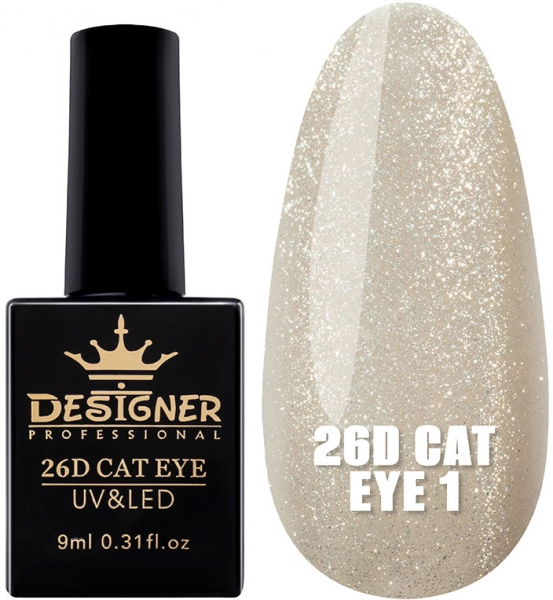 фото Гель-лак котяче око Designer Professional 26D Cat Eye #01  • 9 мл • сірий 0