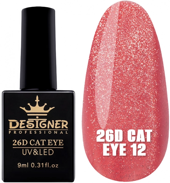 фото Гель-лак котяче око Designer Professional 26D Cat Eye #12  • 9 мл • червоний 0