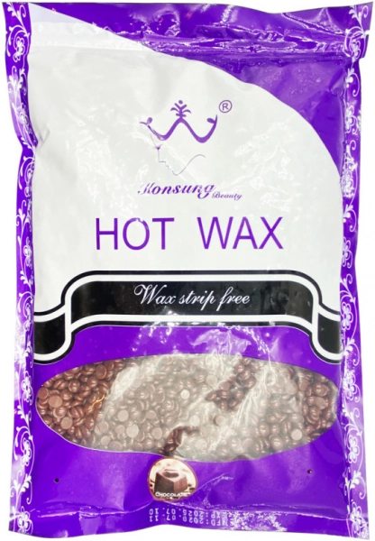 фото Плівковий віск для депіляції Hot Wax Konsung 1кг  коричневий • шоколад • 1 л 0