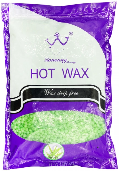 фото Плівковий віск для депіляції Hot Wax Konsung 1кг  світло-зелений • 1 л 0