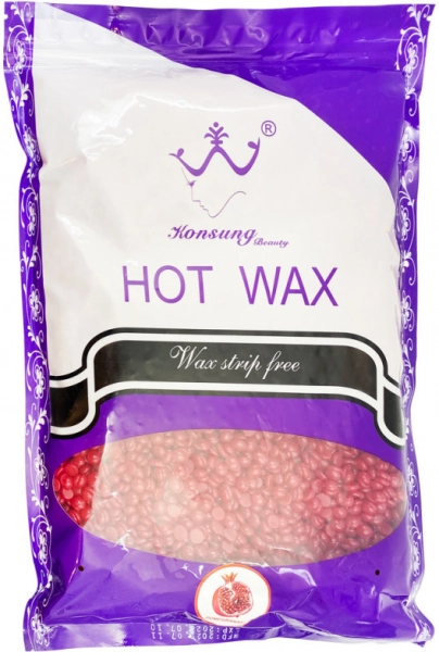фото Плівковий віск для депіляції Hot Wax Konsung 1кг  червоний • гранат • 1 л 0