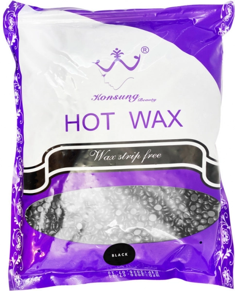 фото Плівковий віск для депіляції Hot Wax Konsung 1кг  чорний • 1 л 0